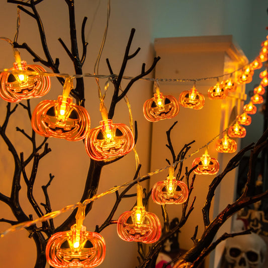 10FT Battery-Powered Pumpkin Halloween String Lights – 20 LED Jack-O’-Lanterns with 8 Modes & Timer (IP65 Waterproof, Indoor/Outdoor)