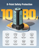 Surge Protector Tower with Wireless Charger – 9 AC Outlets, 4 USB Ports & 10Ft Extension Cord
