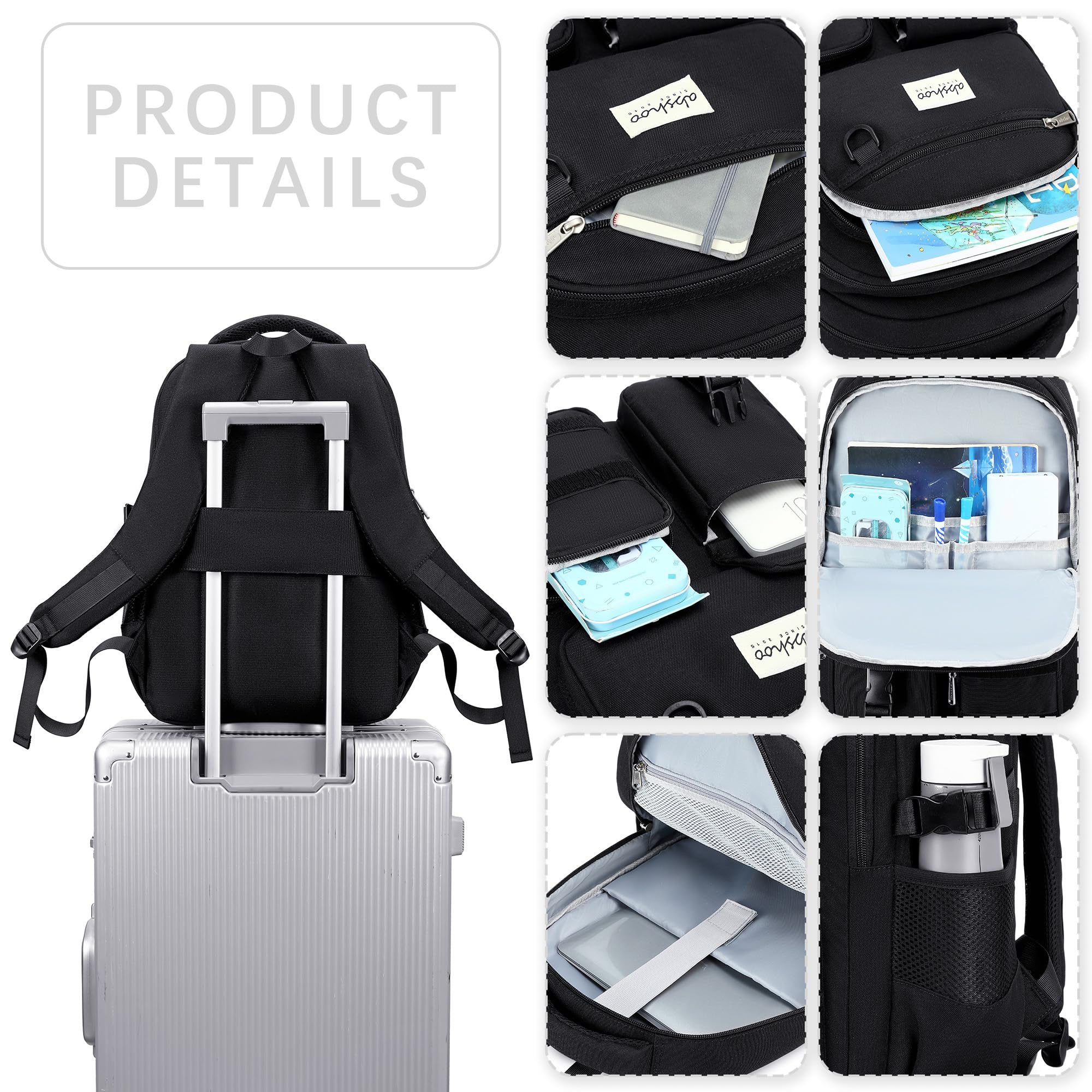 ABSHOO Large Heavy-Duty Backpack for School & College – Multi-Pocket Travel Bookbag (15.6'' Laptop)