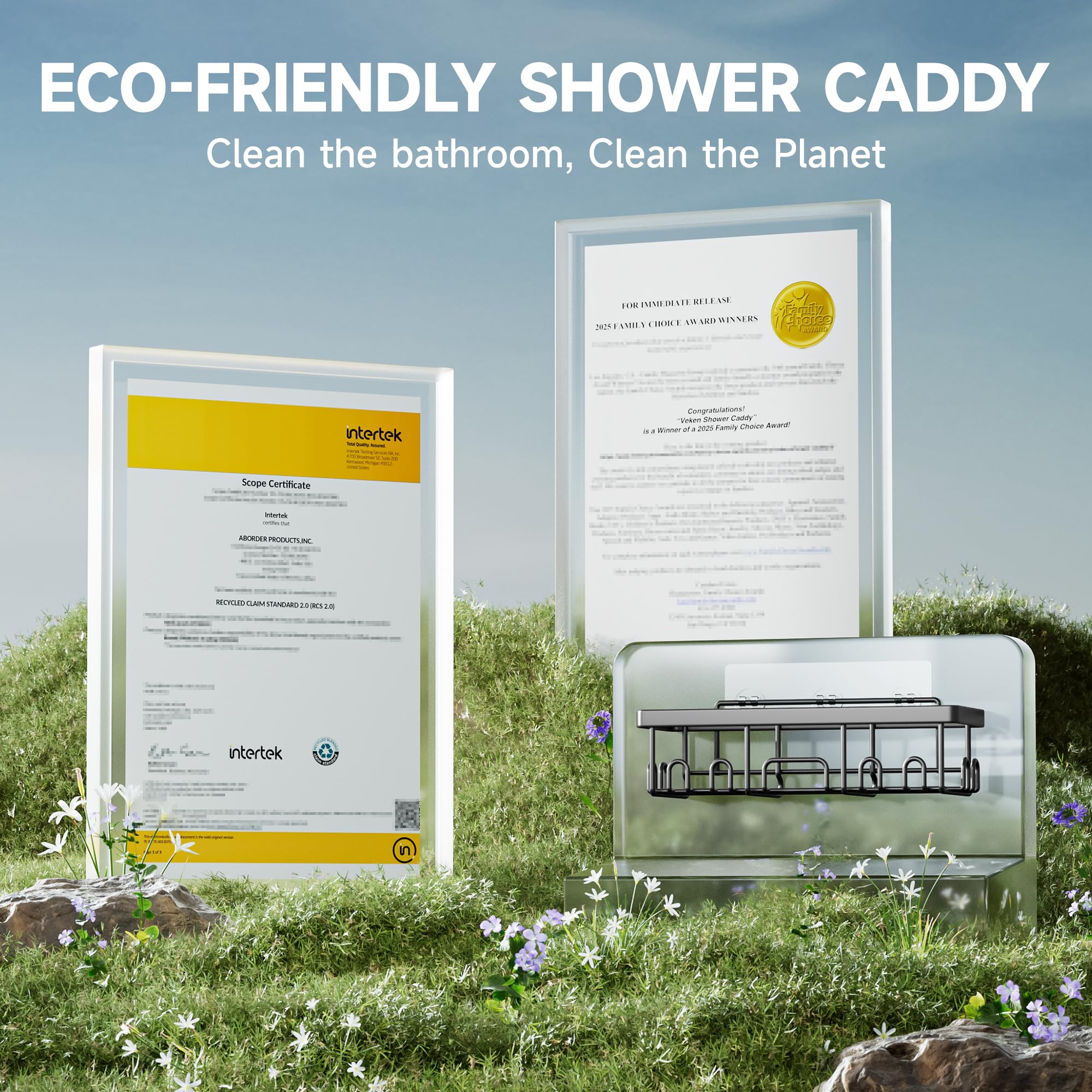 Adhesive Shower Caddy Organizer Set (6-Piece) – Stainless Steel Bathroom Storage with Soap Dish & Toothbrush Holder