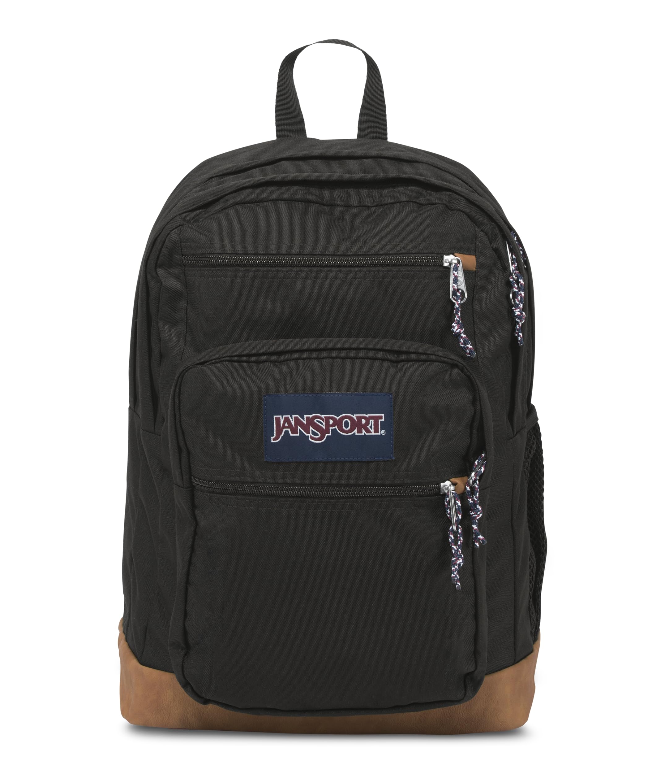 JanSport Cool Backpack with 15” Laptop Sleeve – Large Two-Compartment Backpack with Leather Base (Black)