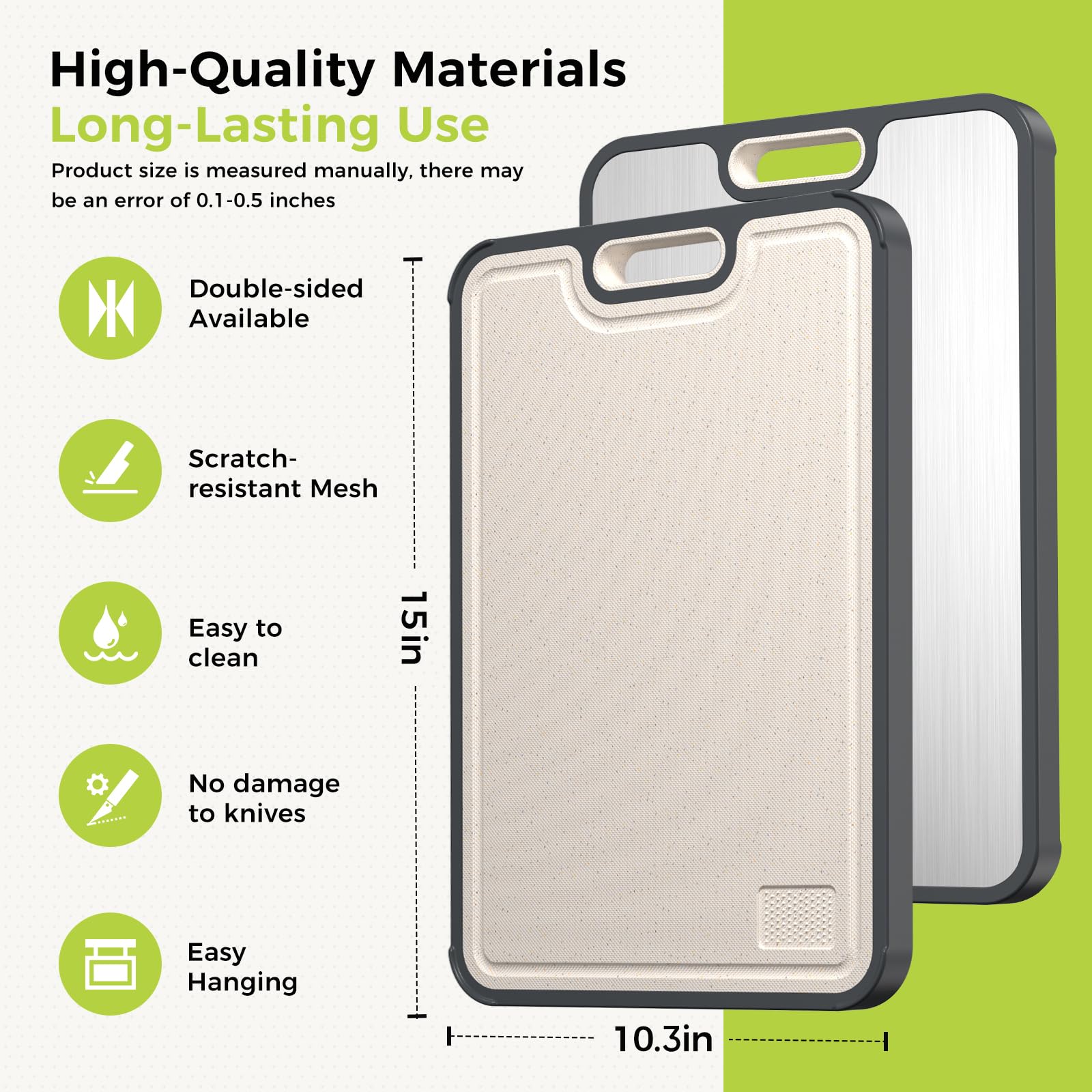 Double-Sided Pure Titanium Cutting Board with Juice Groove & Garlic Grinder – 16×11 in
