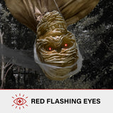 5ft Upside Down Hanging Skeleton Animatronic – LED Eyes, Sound & Motion Activated Halloween Prop