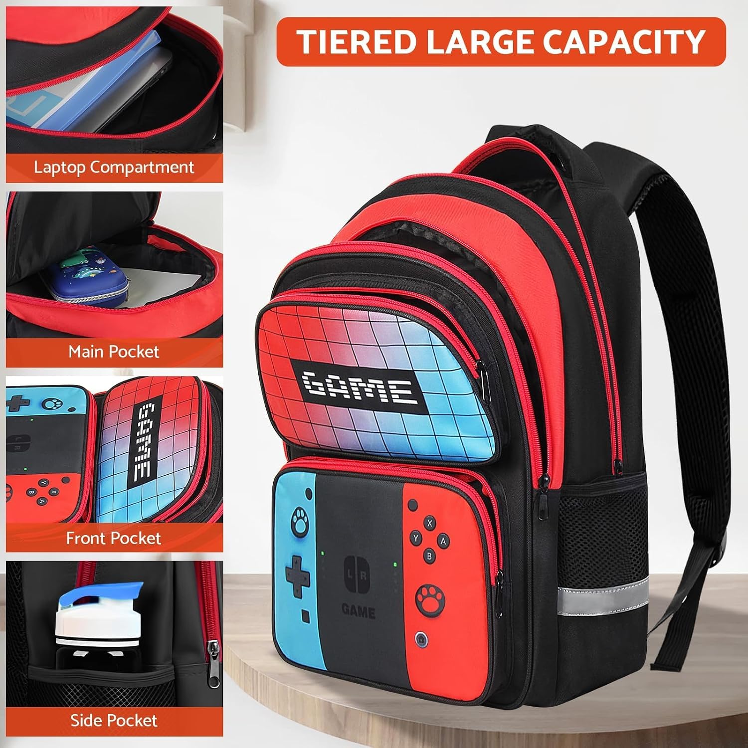 Gamer School Backpack Set with Lunch Bag and Pencil Case
