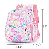 MIBASIES Kids Backpack for Girls – Lightweight Kindergarten & Elementary School Bookbag with Insulated Pocket (Flower Pink)