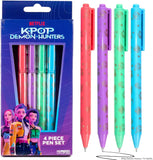 4-Piece Kawaii Character Retractable Ballpoint Pen Set