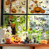 Vintage Halloween Window Clings – 6 Double-Sided PVC Sheets with Ghosts, Pumpkins, Cats & Bats