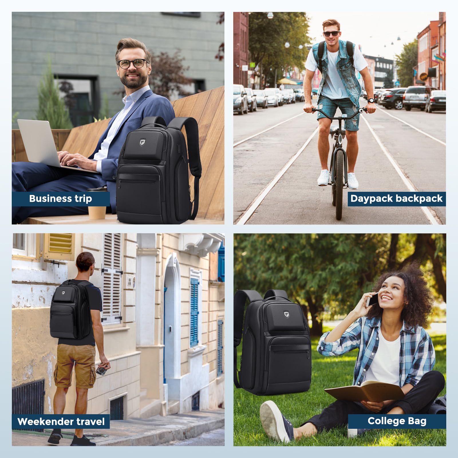 FENREE.GEER Expandable 45L Travel Laptop Backpack with Hardshell Design, USB Ports and 15.6” Laptop Compartment