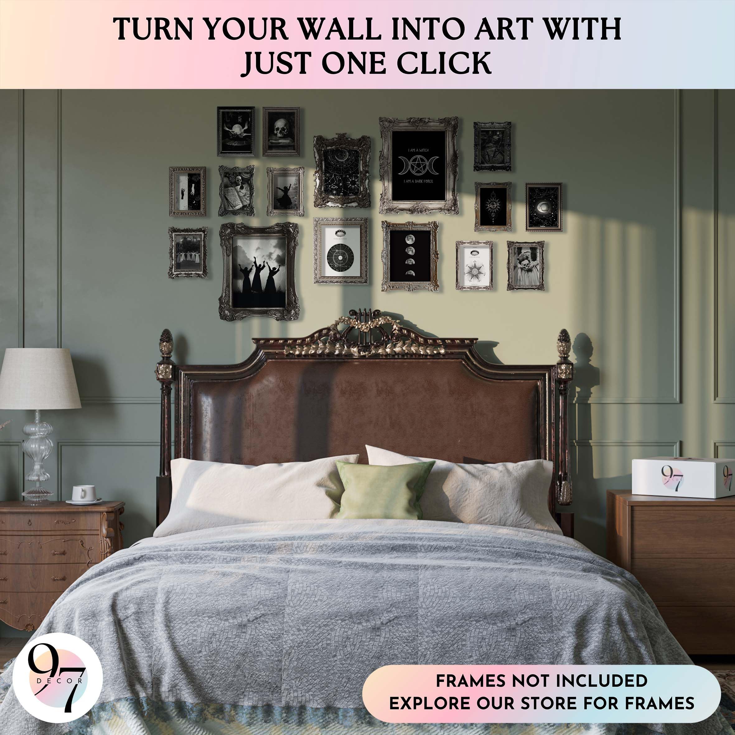 Witchy Wall Art Set – 16-Piece Gothic Witch Posters for Halloween & Home Decor (Vintage Witchy Aesthetic Prints)