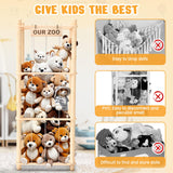 Wooden Stuffed Animal Organizer Tower – Large Capacity Toy Storage Zoo (Natural)