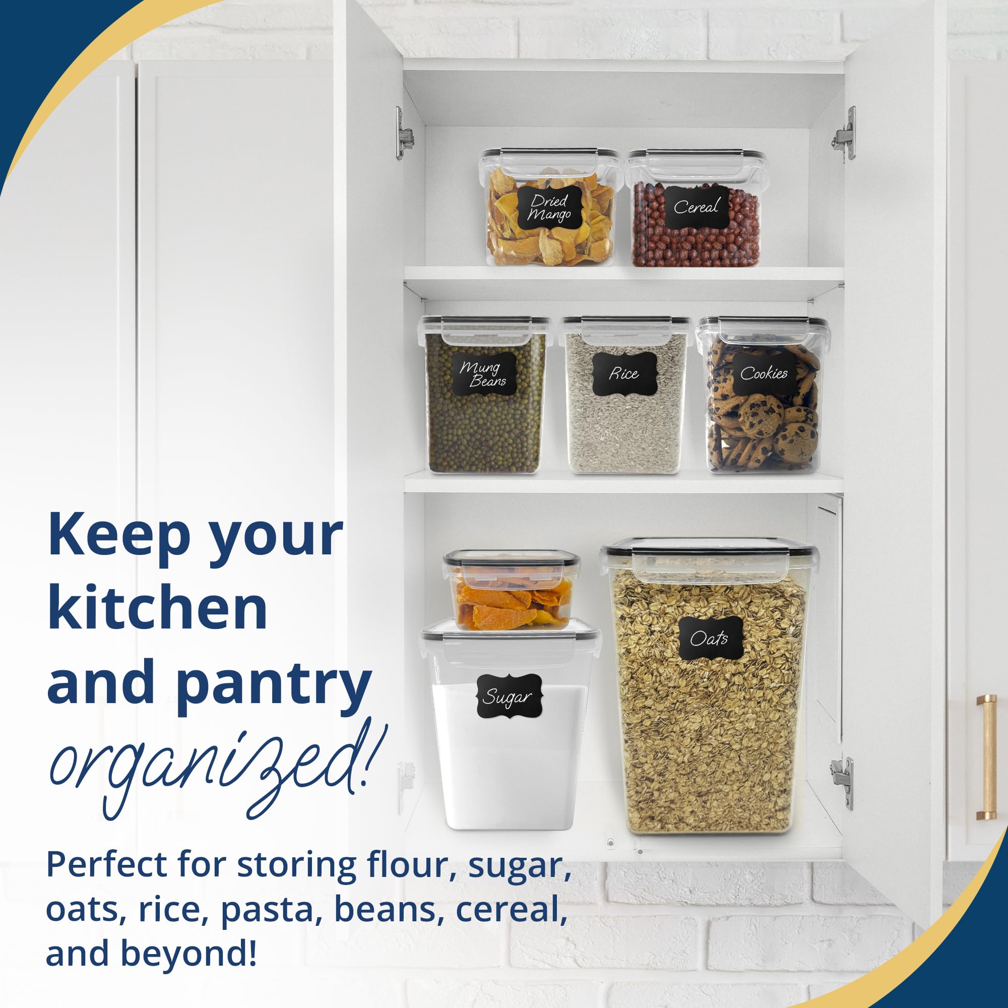 11-Piece XL Airtight Food Storage Containers Set – BPA-Free Leak-Proof Stackable Pantry Organizer with Labels
