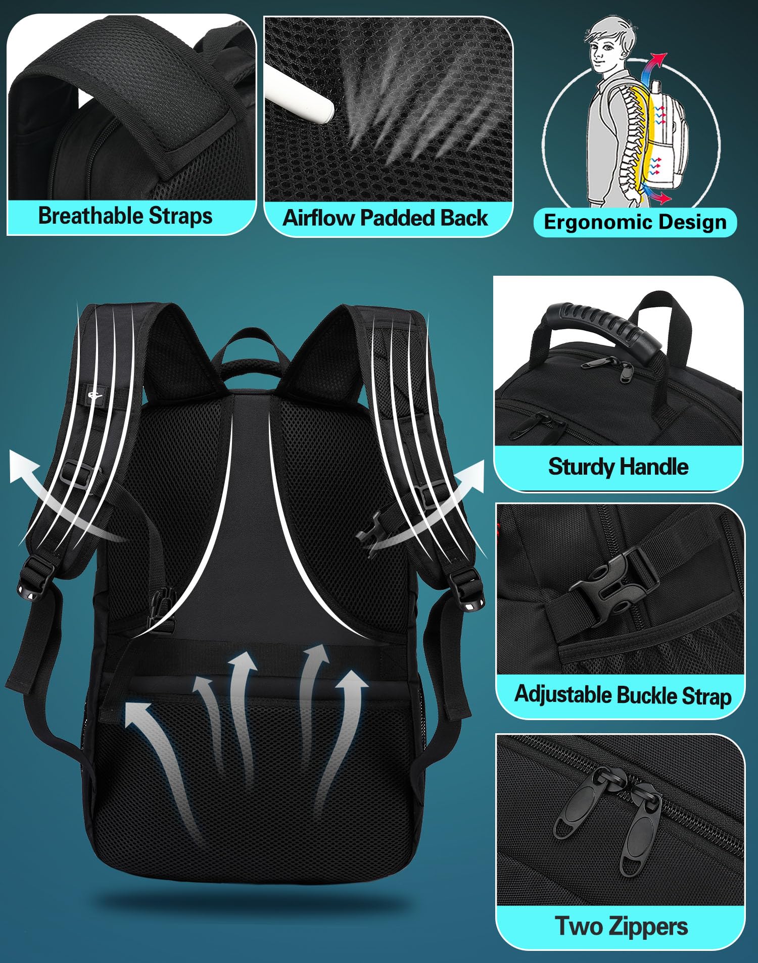 ProEtrade Extra Large Travel Laptop Backpack 50L – TSA Approved USB Charging Anti-Theft Bag