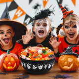 6PCS Halloween Cat-Shaped Candy Bowls – Black Ghost Theme Plastic Snack Holders for Parties & Trick-or-Treat 🎃🐈‍⬛