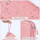 Portable Electronics Organizer Travel Case Double Layer Waterproof Cable Storage Bag Pink