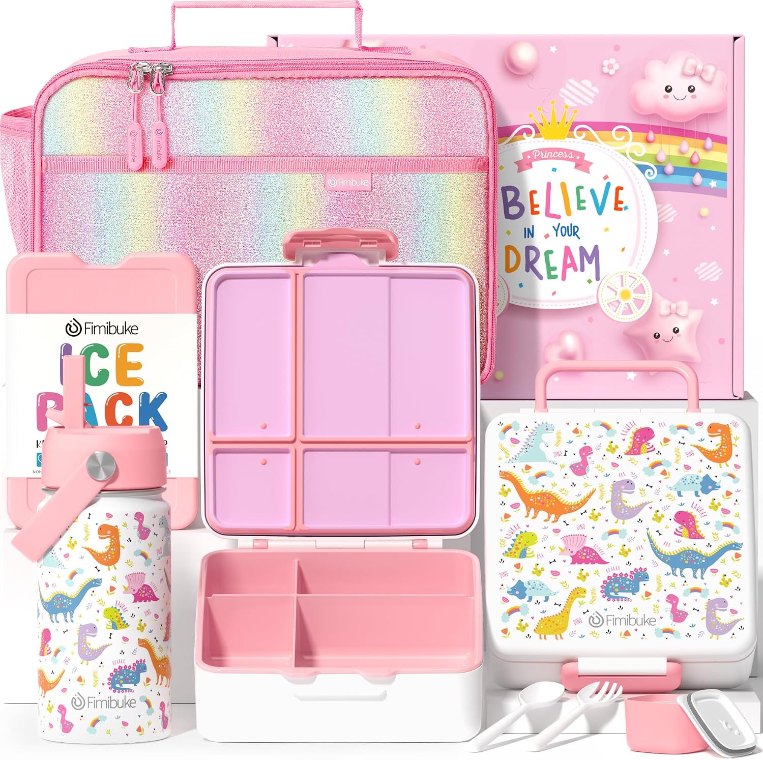 Space 7-Piece Bento Lunch Set with 14 oz Bottle