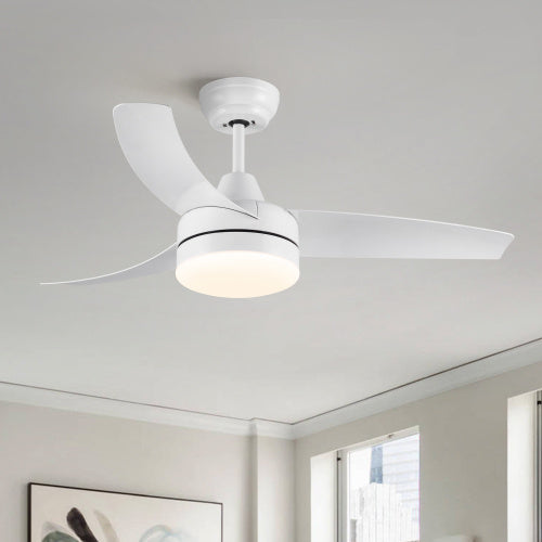 42-Inch Indoor White Ceiling Fan with Integrated LED Light