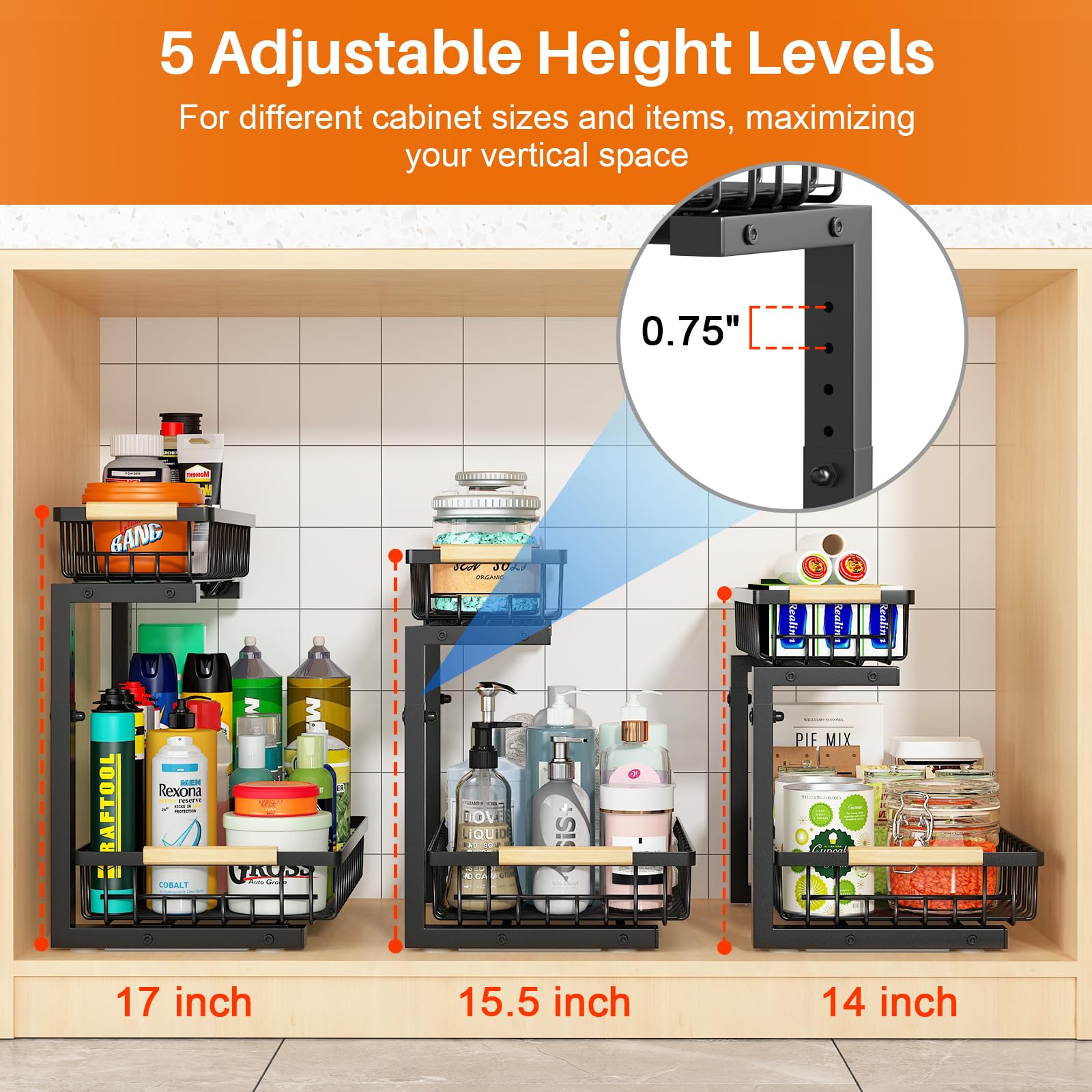 Adjustable L-Shaped Under Sink Organizer – 2-Tier Smooth Sliding Storage System