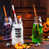 30PCS Assorted Halloween Reusable Straws – 6 Designs with Cleaning Brushes, Food-Grade Plastic for Party & Daily Drinks