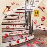 Bloody Handprint & Footprint Halloween Window Stickers – 84PCS Creepy Bathroom & Wall Decals (Color01, Reusable PVC)