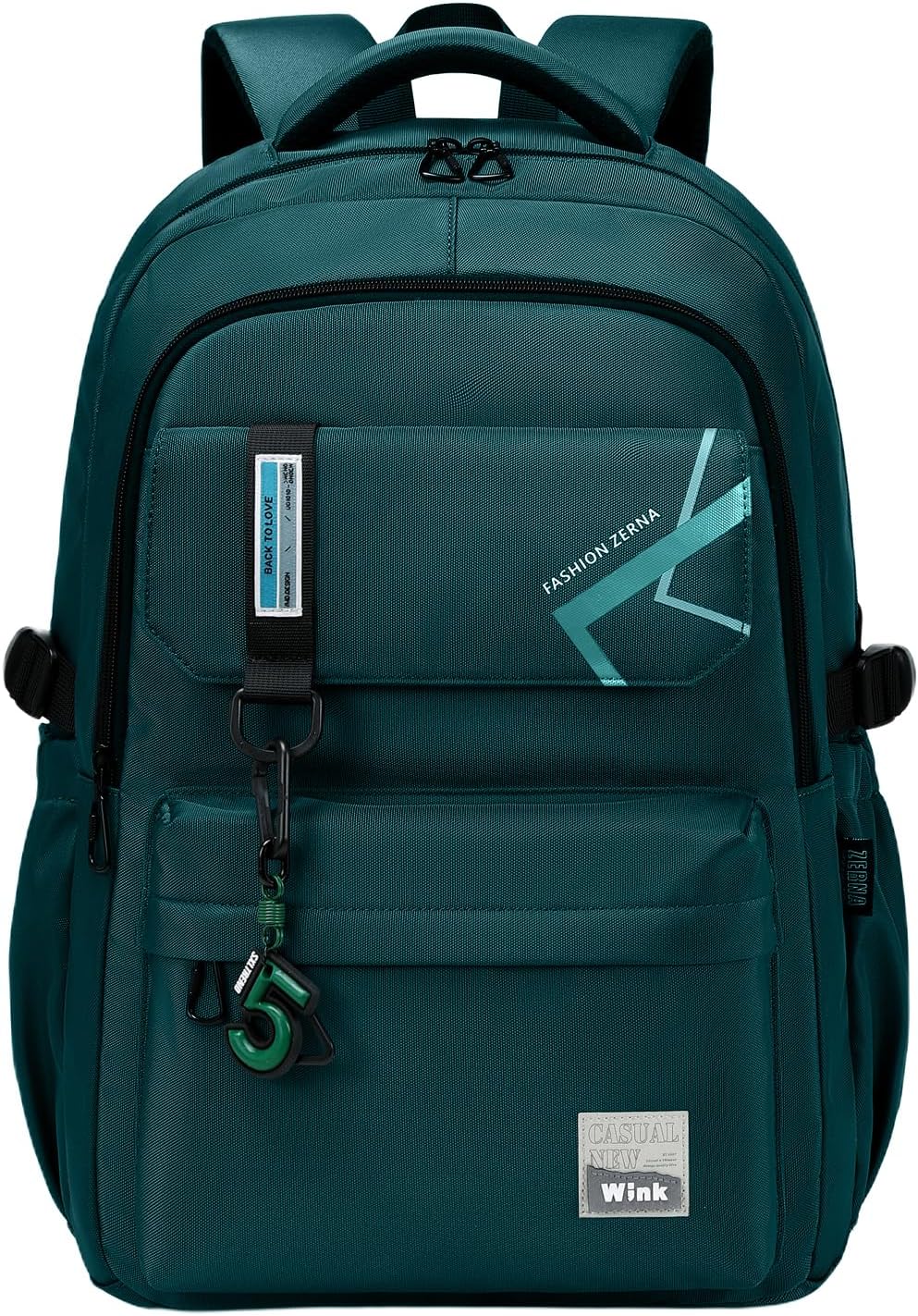 Black Water-Resistant School Backpack with Laptop Sleeve
