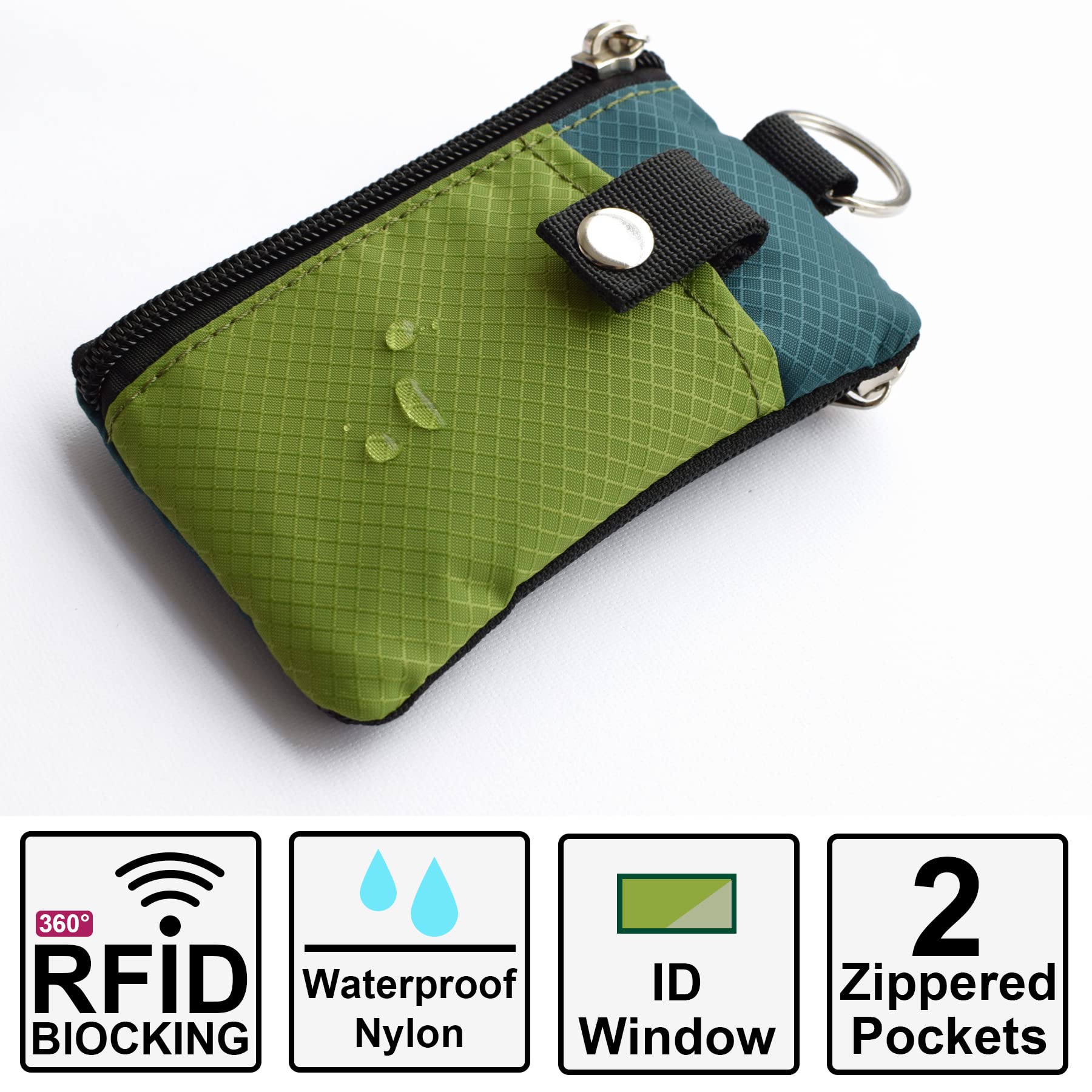 RFID Blocking Small Wallet with Lanyard, Compact Card Holder Wallet for Travel, Coins and Cash