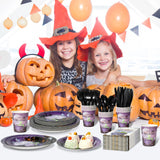 Halloween Baby Shower Party Supplies Set – Purple “A Baby is Brewing” Plates, Cups, Napkins & Cutlery for 25 Guests