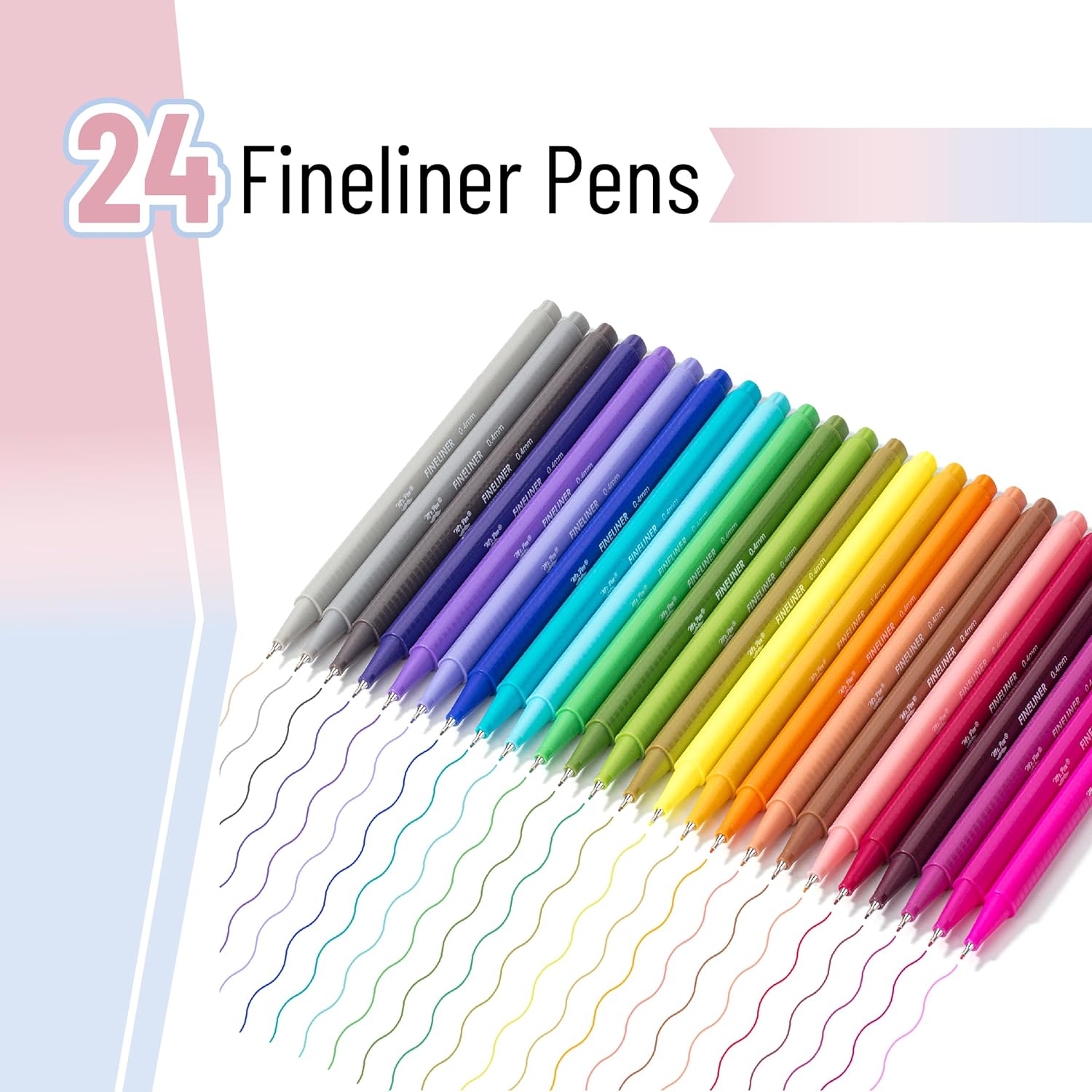 24-Color 0.4 mm Fineliner Pen Set for Journaling