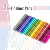 24-Color 0.4 mm Fineliner Pen Set for Journaling
