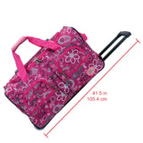 Rockland 22” Rolling Duffel Bag, Soft-Sided Travel Duffle with Extra-Large Wheels & Bandana Design (Pink Bandana)