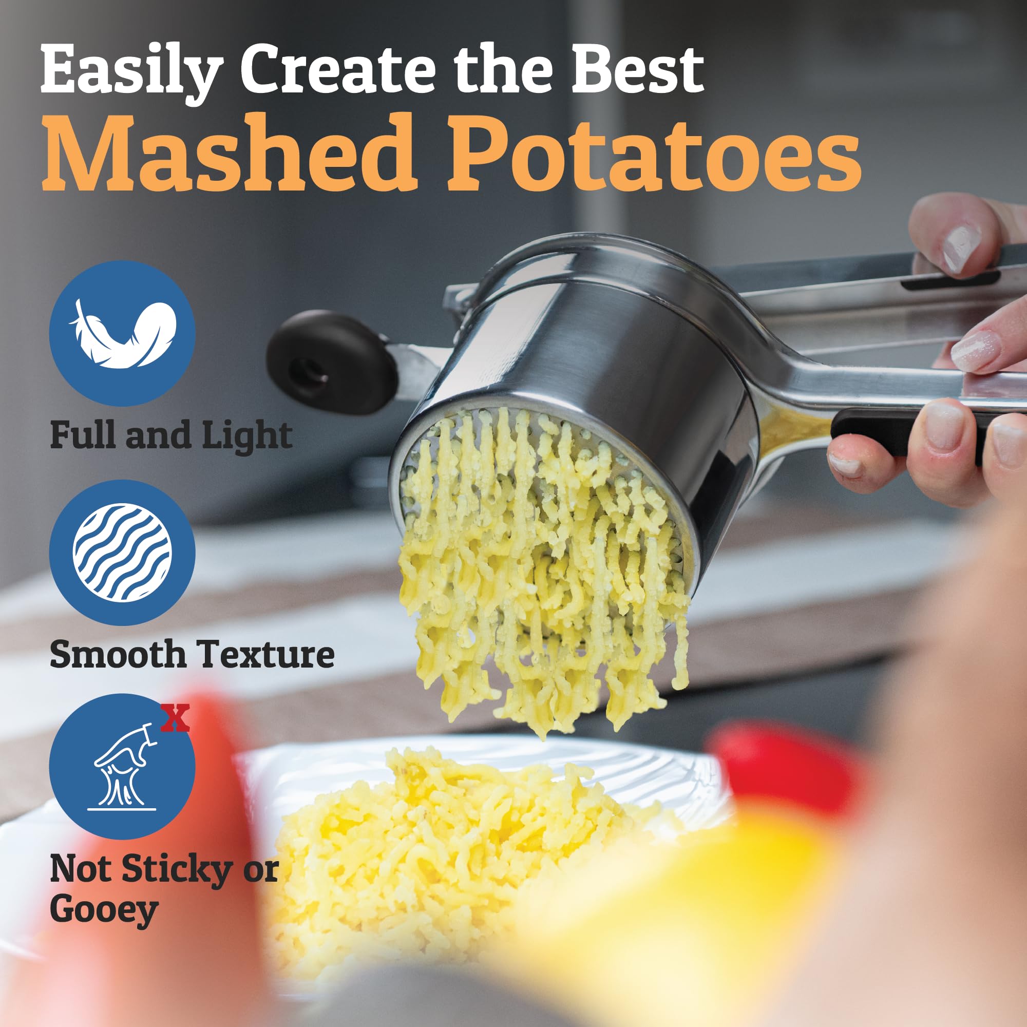 Heavy-Duty Potato Ricer & Masher – Large Basket, Non-Slip Handles, Dishwasher Safe
