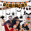 Halloween Party Decoration Kit – Complete Hanging Swirls & Banner Set with Bats, Ghosts & Pumpkins