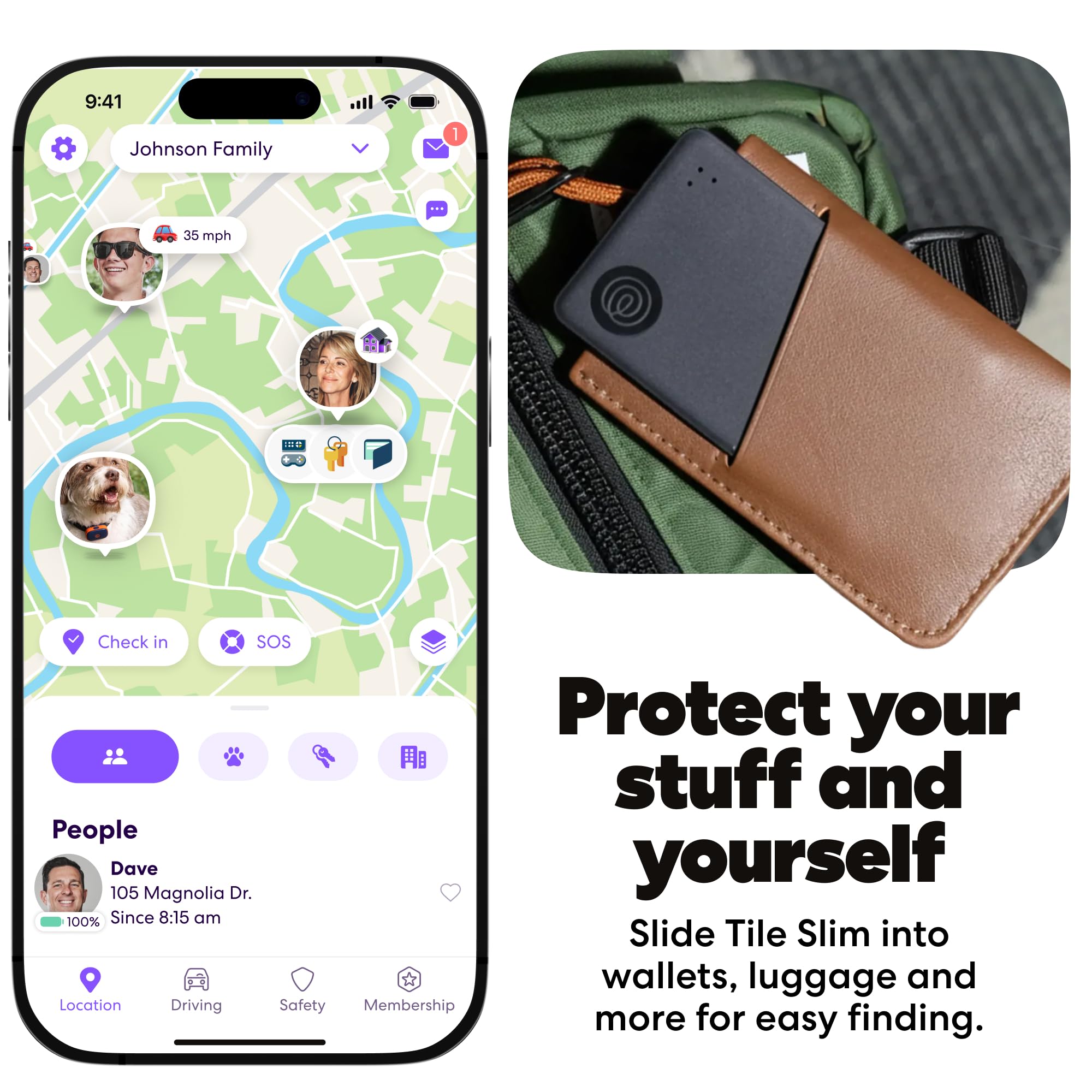 Tile Slim Bluetooth Tracker Card, Wallet Finder with 350 ft Range, SOS Alert, Life360 Compatible, Waterproof IP68