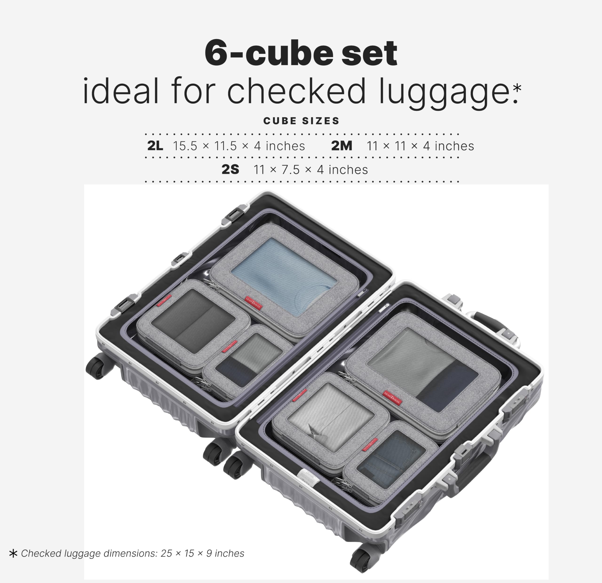 Travel Compression Packing Cubes Set for Luggage, Space Saving Suitcase Organizers with Mesh Panels (6 Pieces)