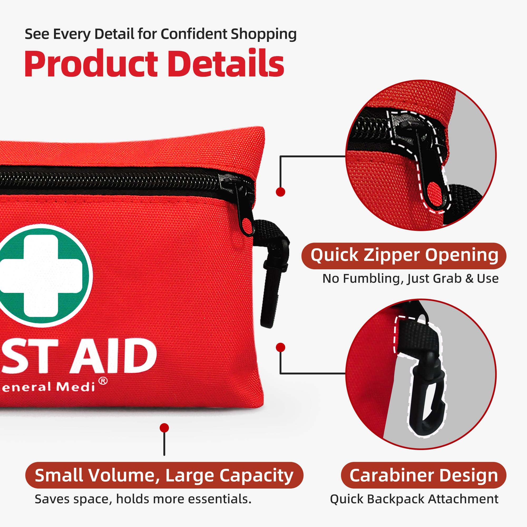 Mini First Aid Kit (110 Pieces) – Compact Emergency Medical Kit for Travel, Home & Outdoor Use (Red)