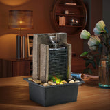 LED Mini Rock Waterfall Table Fountain with Natural Stone Design, Indoor Meditation Water Feature & Quiet Circulating Pump – Decorative Zen Fountain