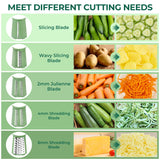 Rotary Cheese Grater with Hand Crank – 5 Interchangeable Blades, Suction Base, BPA-Free