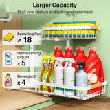 Kitstorack 2-Pack Under-Sink Pull-Out Organizer – Adjustable Height 2-Tier Sliding Cabinet Storage