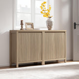 Sicotas Sideboard Buffet Cabinet with Storage – Fluted Credenza Console with Adjustable Shelves, Reclaimed Light Oak (2-Piece Set)