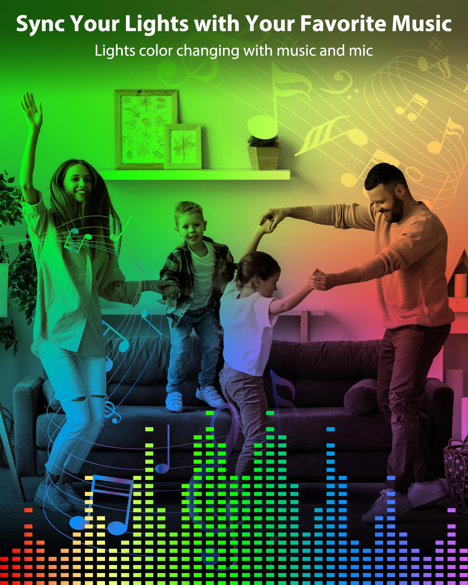 RGB LED Under Cabinet Light Bars with Music Sync & Bluetooth App Control – 200 Lumens Ambient Set