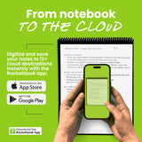 Rocketbook Flip Reusable Legal Pad Notebook – Top-Bound Spiral Smart Cloud Notepad with Lined & Dot Grid Pages (Black)