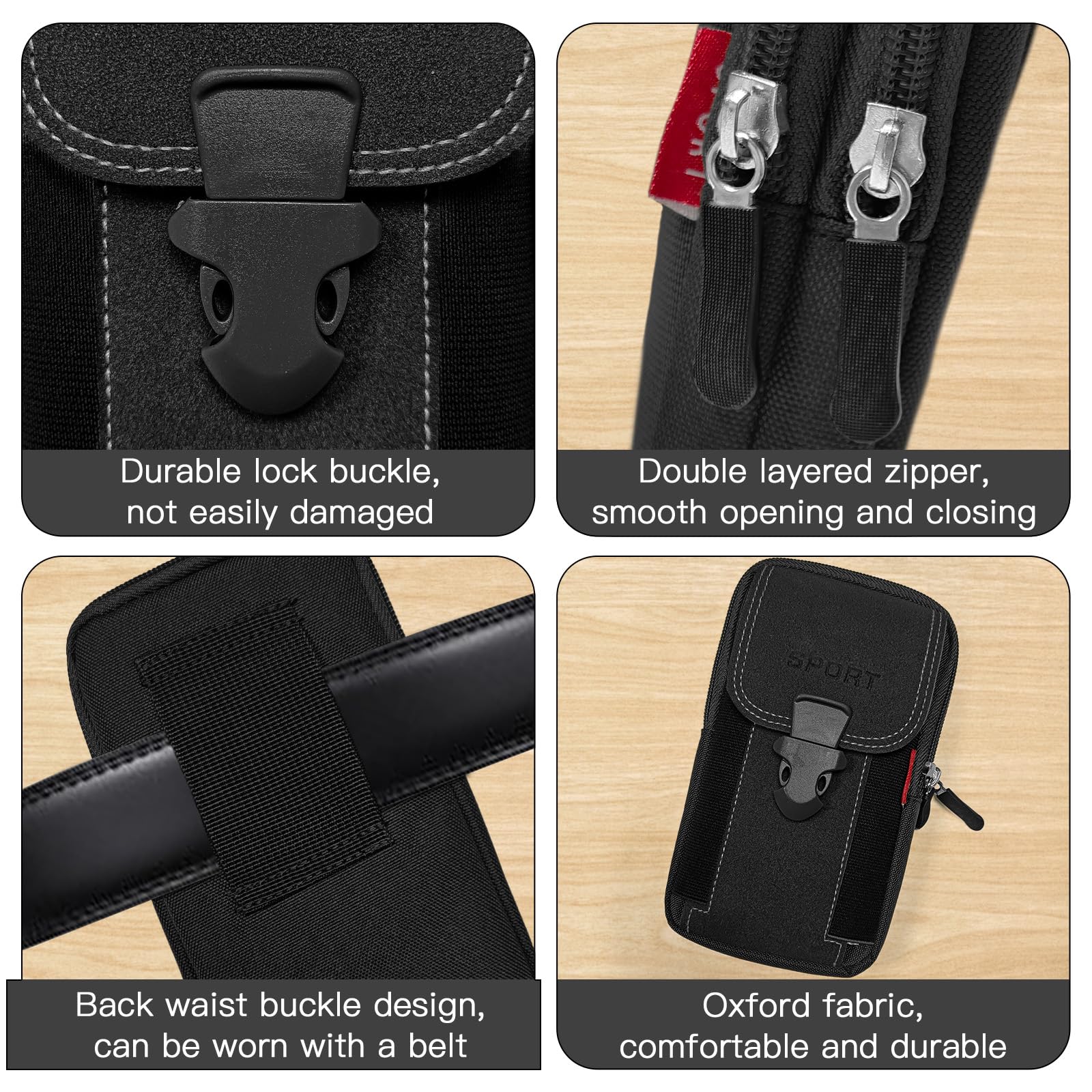 Compact Outdoor Waist Bag – Belt-Wear Mobile Phone Pouch for Sports, Travel & Daily Carry (Black)