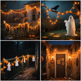 10FT Battery-Powered Pumpkin Halloween String Lights – 20 LED Jack-O’-Lanterns with 8 Modes & Timer (IP65 Waterproof, Indoor/Outdoor)