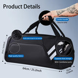 Wolfilist 58L Large Gym & Travel Duffle Bag with Shoe Compartment and Wet Pocket – Waterproof Sports Bag (Black)