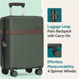 Green 3-Piece Carry-On Luggage Set with Backpack & Toiletry Bag