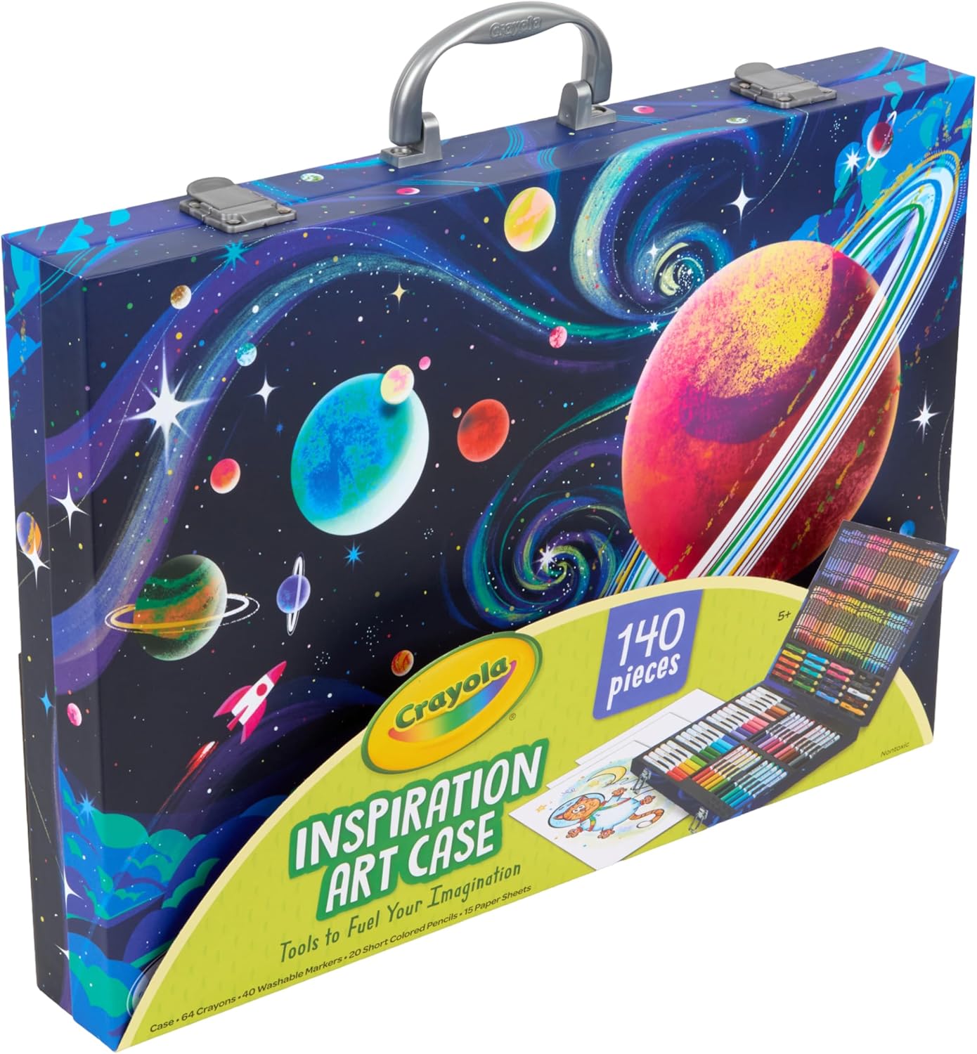 140-Piece Space-Themed Kids Art Case and Coloring Set