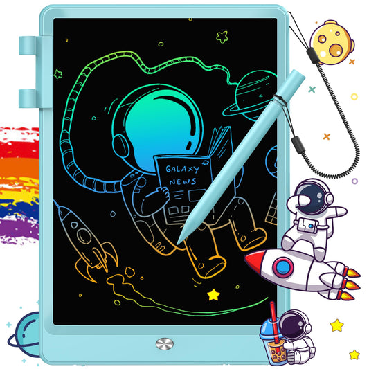 10” Kids LCD Writing Tablet – Eye-Safe Reusable Doodle Board (Delightful Dolphin Blue)