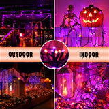 114Ft Orange & Purple Halloween String Lights – 300 LEDs, 8 Modes, Timer & Memory, Indoor/Outdoor Décor