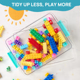 Clear Stackable Storage Box with Lid – Flat Organizer for Documents, Crafts, Office and Classroom Use