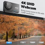 Acer 4K Ultra HD Webcam – All-Metal Unibody, Sony Sensor, PDAF Autofocus & Magnetic Privacy Cover (Black)
