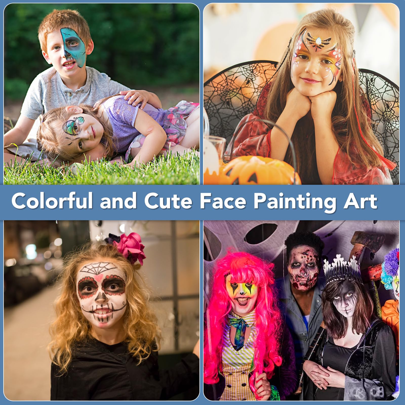 22-Color Halloween Face Paint Kit – Oil-Based Professional Body Paint Set with Brushes, Stencils & Sponges